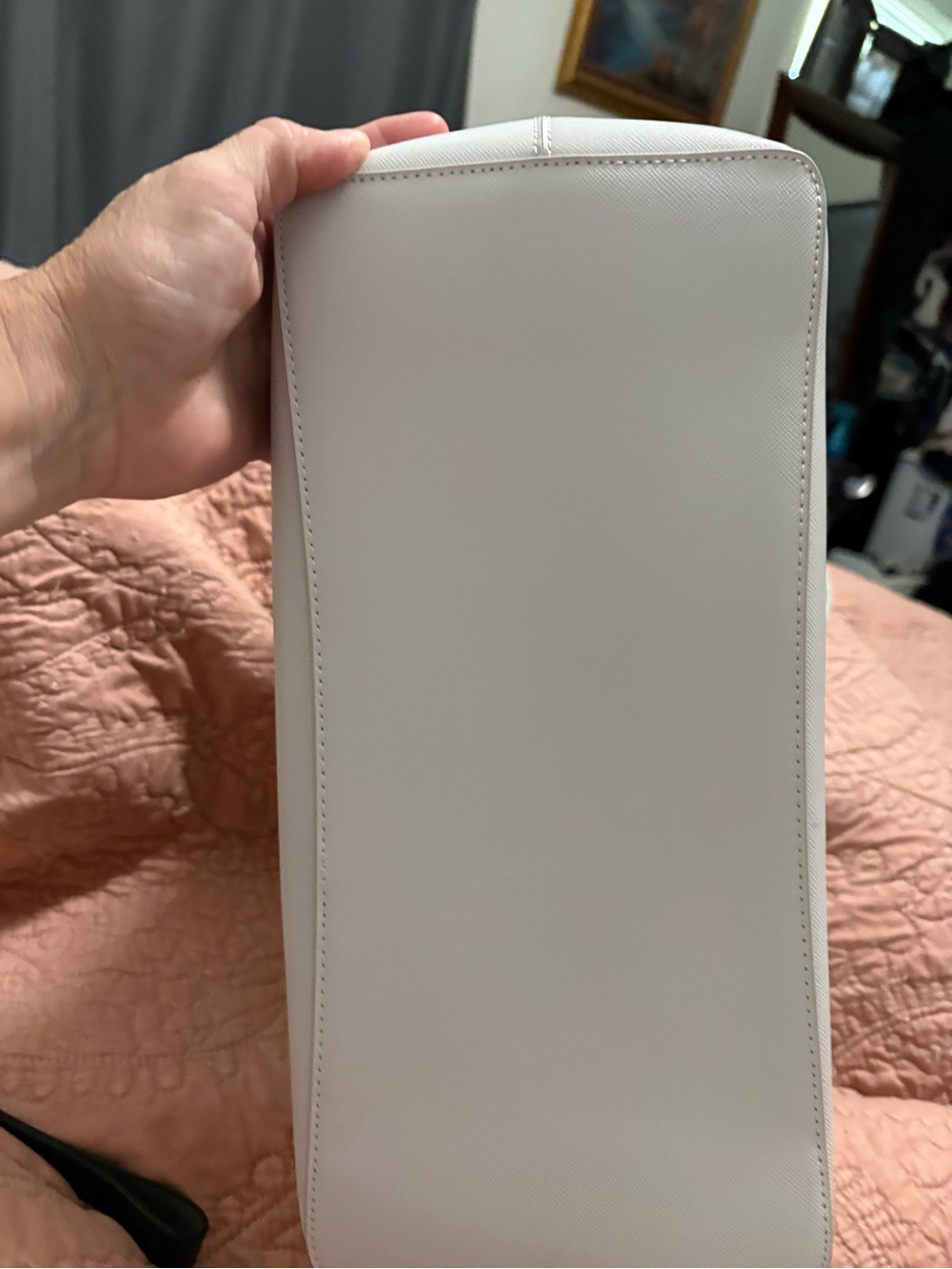 Low start $5 kate spade White Tote with Silver Glitter Trim - Picture 5 of 7